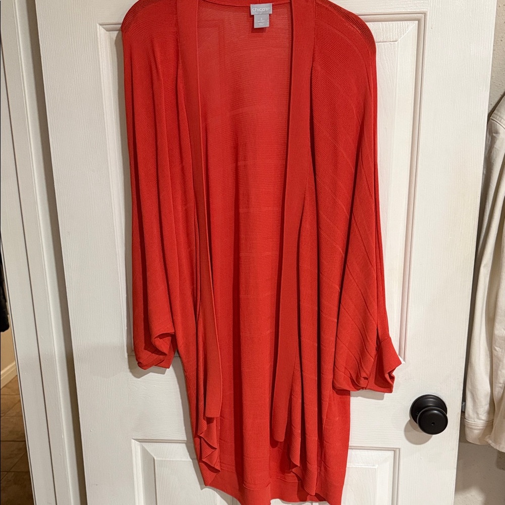 Chico's Vibrant Red Open Front Cardigan